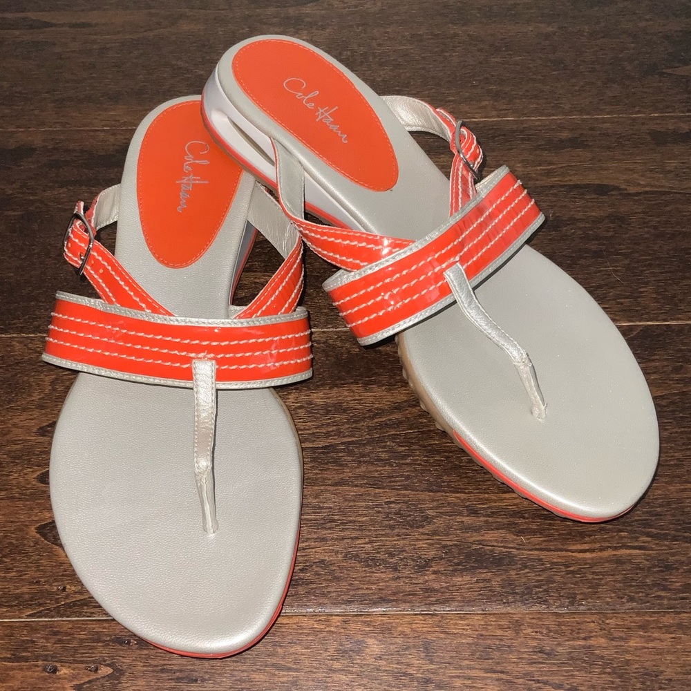 Cole Haan Women’s Leather Nikeair Slip On Wedge Sandals Orange Size 9 B